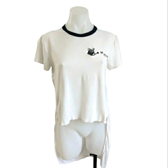 🌱 MONSE High-Low Crew Neck T-Shirt White Sz XS - Picture 1 of 8